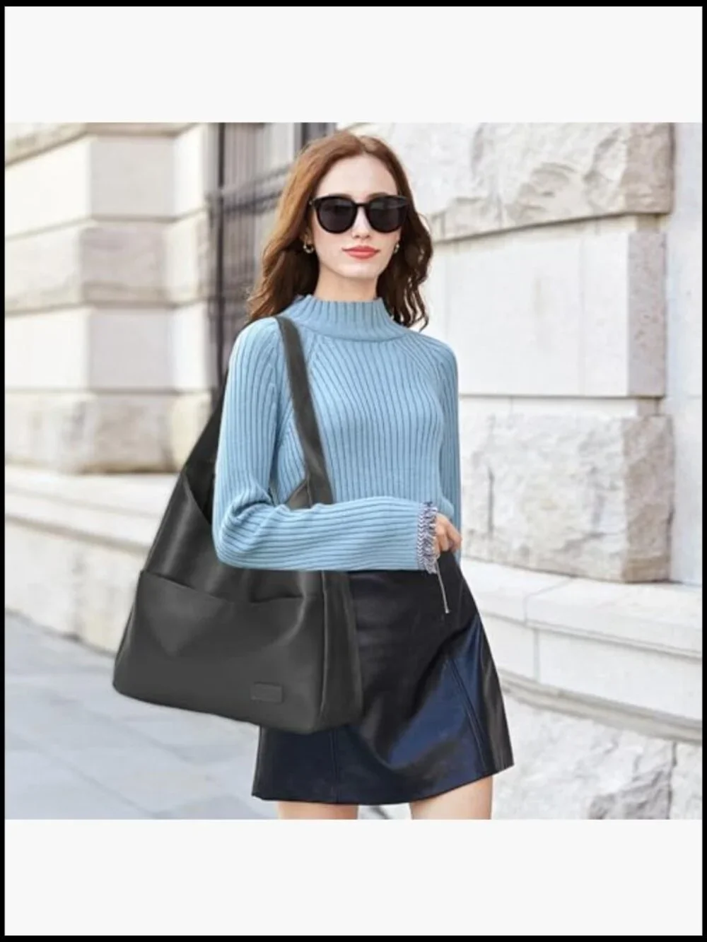 Vegan Leather Hobo Bag Large Soft Shoulder Tote Purse Everyday Chic
